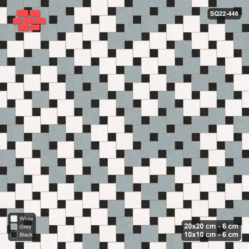 Interlock (Pasco) 20x20 cm · SQ22-446 · Offset Lattice, Blend - Tuxedo · Top view
