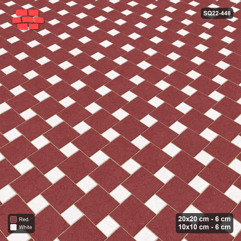Interlock (Pasco) 20x20 cm · SQ22-448 · Offset Lattice, Solid - Burgundy & Ivory · Side view