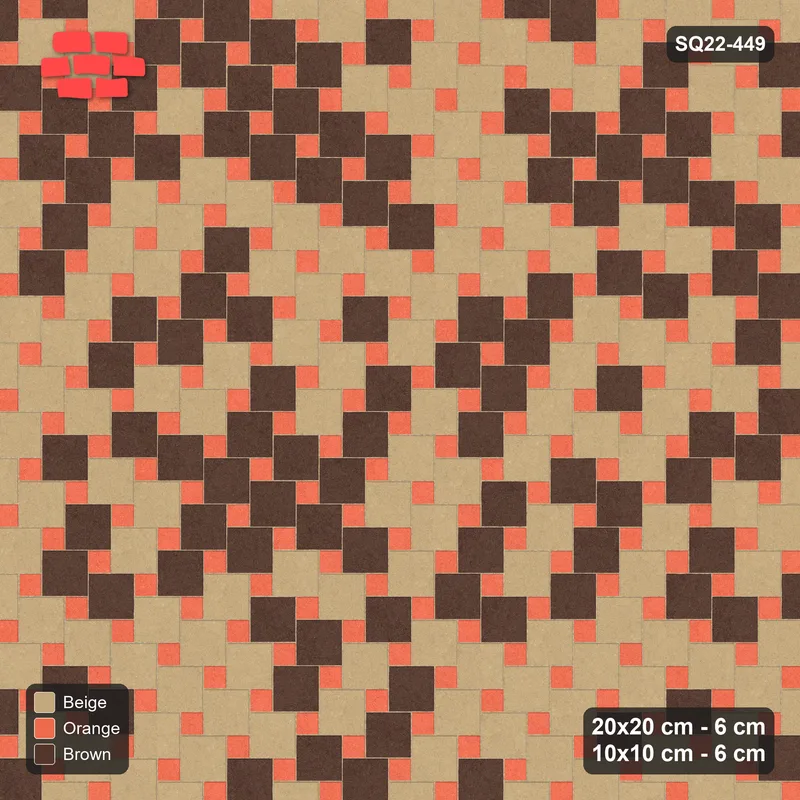 Interlock (Pasco) 20x20 cm · SQ22-449 · Offset Lattice, Blend - Autumn (Mirrored) · Top view