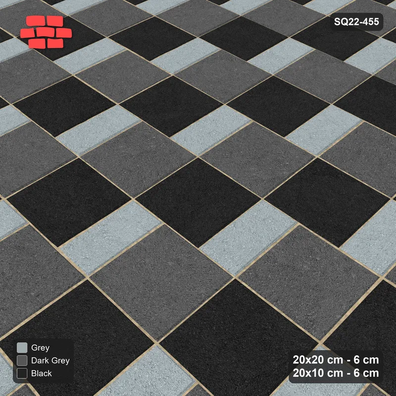 Interlock (Pasco) 20x20 cm · SQ22-455 · Square Pair + Half-Plank Step, Alt, Right - Graphite Scale · Side view