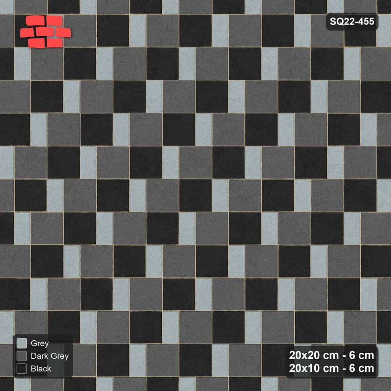 Interlock (Pasco) 20x20 cm · SQ22-455 · Square Pair + Half-Plank Step, Alt, Right - Graphite Scale · Top view