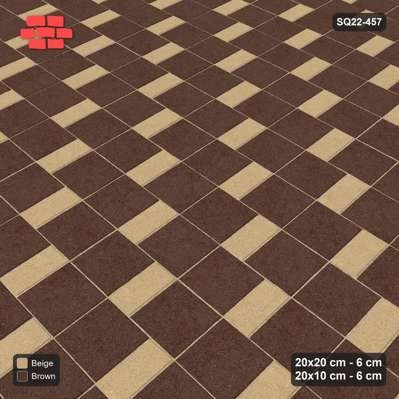 Interlock (Pasco) 20x20 cm · SQ22-457 · Square Pair + Half-Plank Step, Solid, Left - Sandstone · Side view