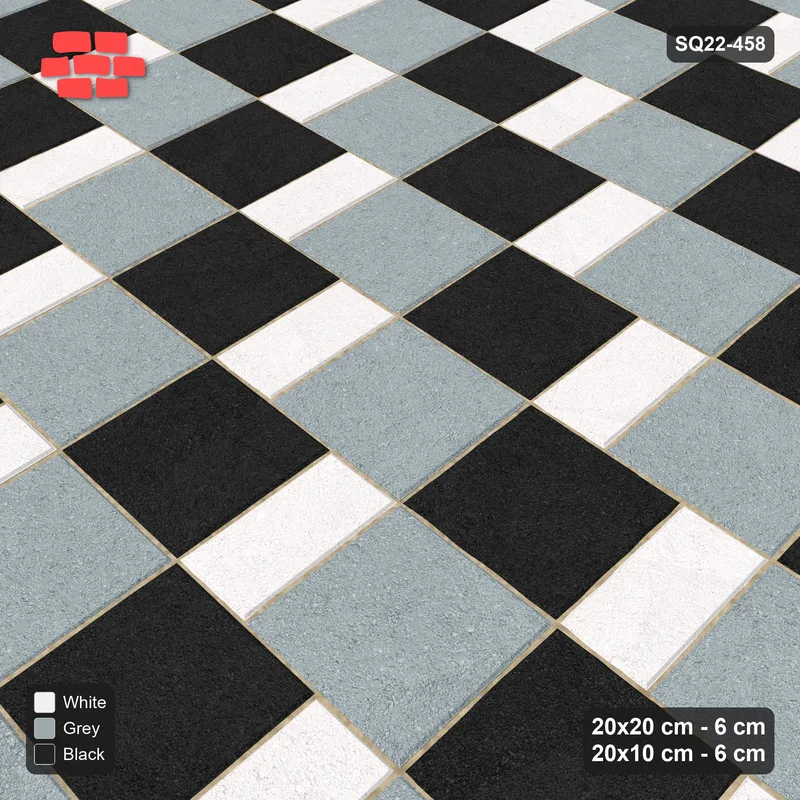 Interlock (Pasco) 20x20 cm · SQ22-458 · Square Pair + Half-Plank Step, Alt, Left - Tuxedo + Kerb · Side view
