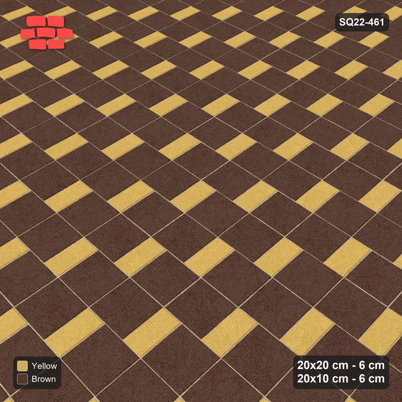 Interlock (Pasco) 20x20 cm · SQ22-461 · Square Pair + Half-Plank Step, Solid, Right - Harvest · Side view