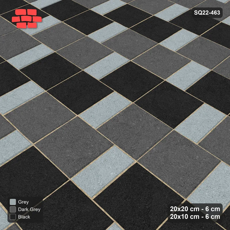 Interlock (Pasco) 20x20 cm · SQ22-463 · Square Pair + Half-Plank Step, Pairs, Left - Graphite Scale · Side view