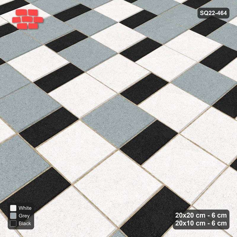 Interlock (Pasco) 20x20 cm · SQ22-464 · Square Pair + Half-Plank Step, Blend, Left - Tuxedo · Side view
