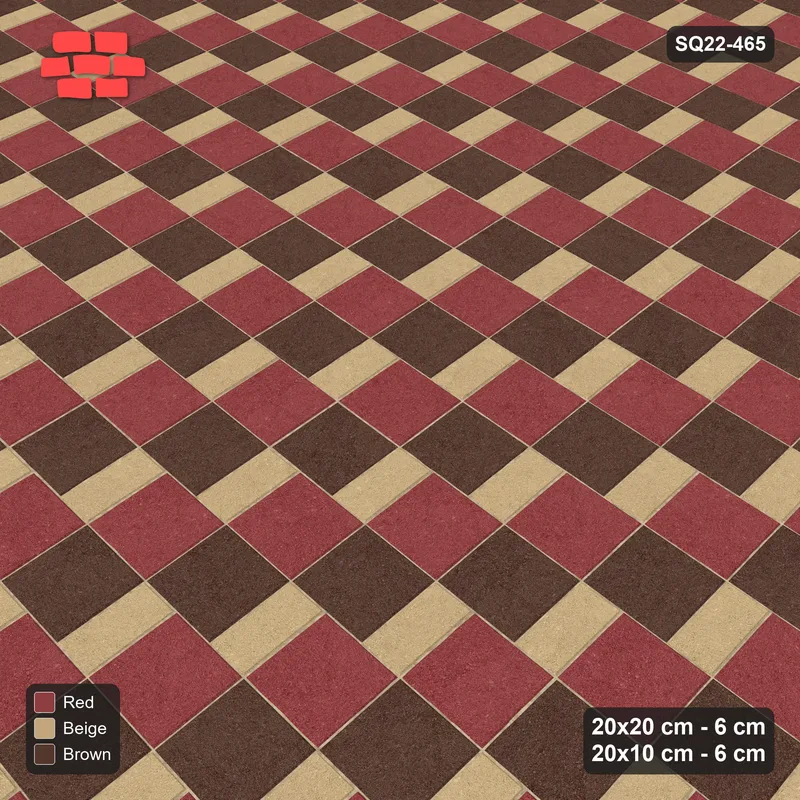 Interlock (Pasco) 20x20 cm · SQ22-465 · Square Pair + Half-Plank Step, Alternating, Right - Tuscany · Side view
