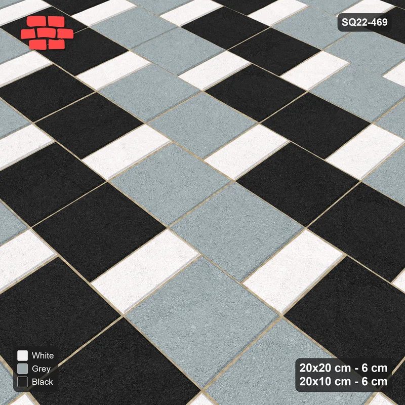 Interlock (Pasco) 20x20 cm · SQ22-469 · Square Pair + Half-Plank Step, Pairs, Right - Tuxedo · Side view