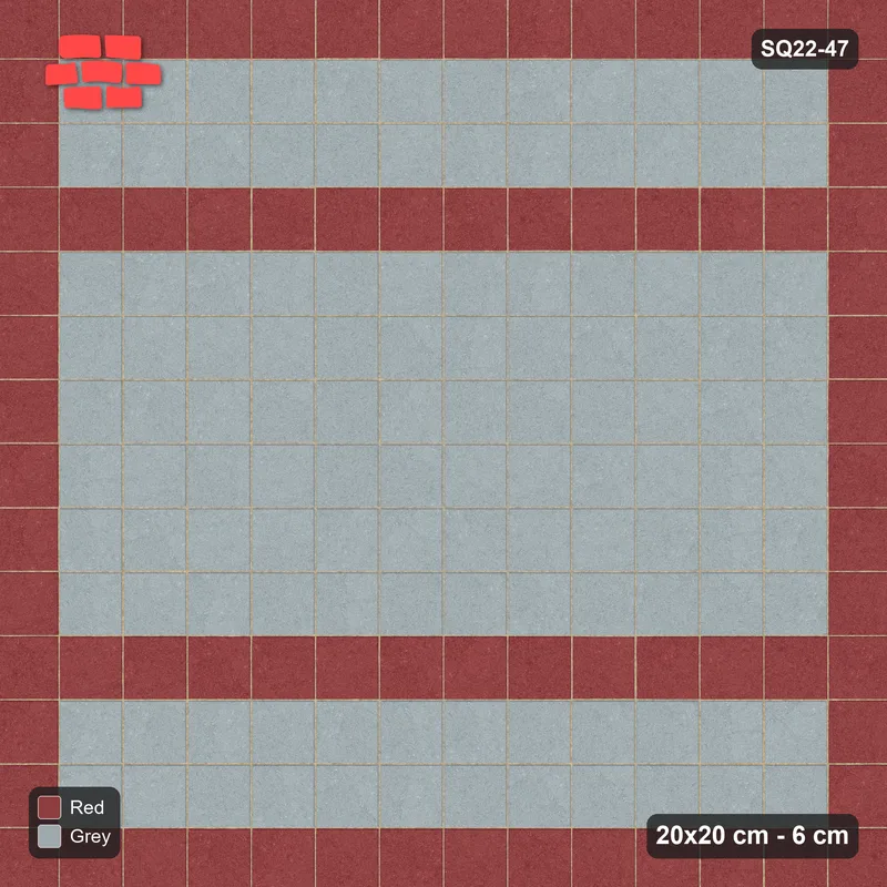 Interlock (Pasco) 20x20 cm · SQ22-47 · Framed Twin Red Bands · Top view