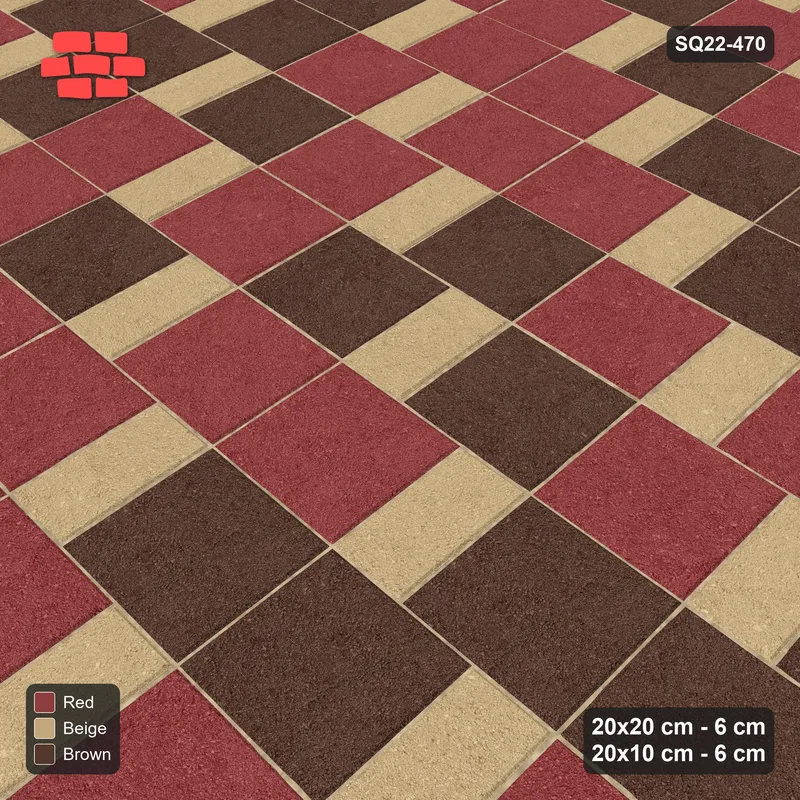 Interlock (Pasco) 20x20 cm · SQ22-470 · Square Pair + Half-Plank Step, Blend, Left - Tuscany + Kerb · Side view