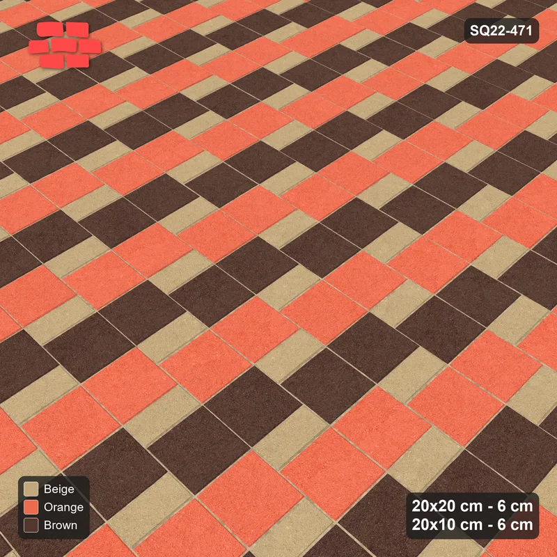 Interlock (Pasco) 20x20 cm · SQ22-471 · Square Pair + Half-Plank Step, Checker, Left - Autumn · Side view