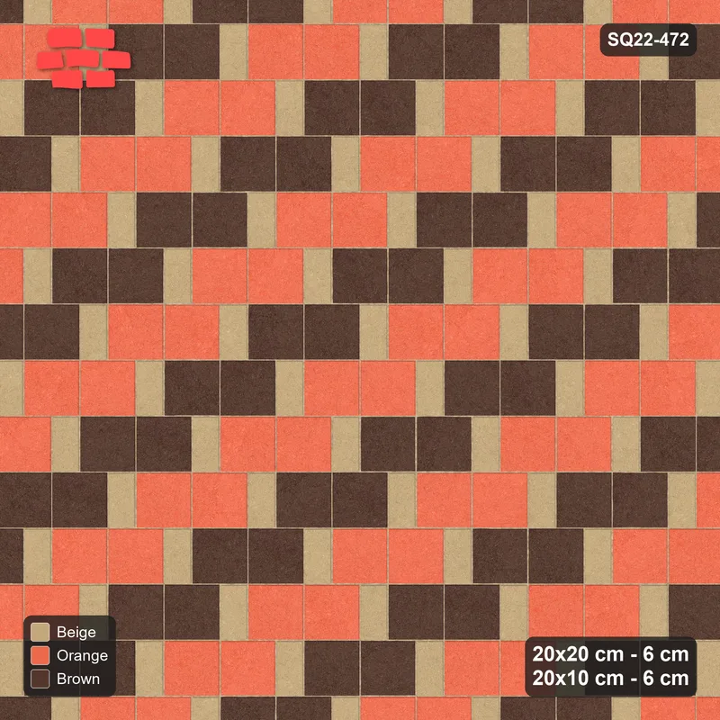 Interlock (Pasco) 20x20 cm · SQ22-472 · Square Pair + Half-Plank Step, Pairs, Left - Autumn · Top view