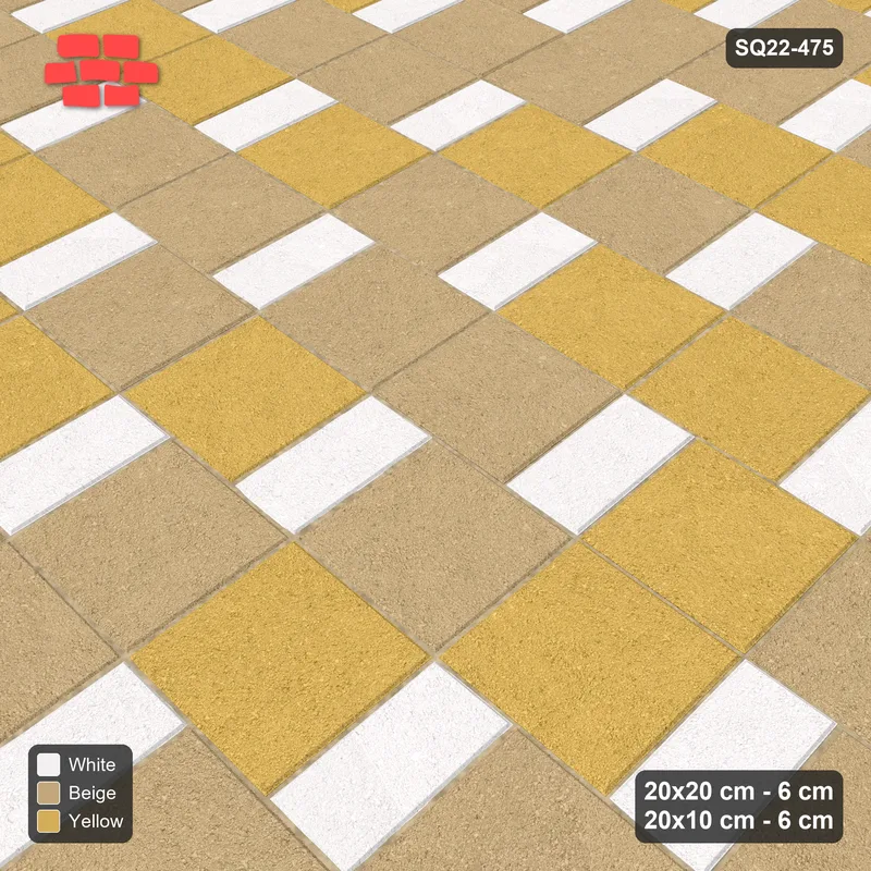 Interlock (Pasco) 20x20 cm · SQ22-475 · Square Pair + Half-Plank Step, Blend, Right - Golden Sand · Side view