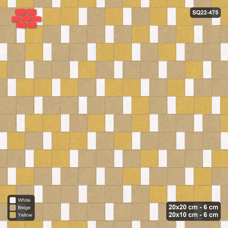 Interlock (Pasco) 20x20 cm · SQ22-475 · Square Pair + Half-Plank Step, Blend, Right - Golden Sand · Top view