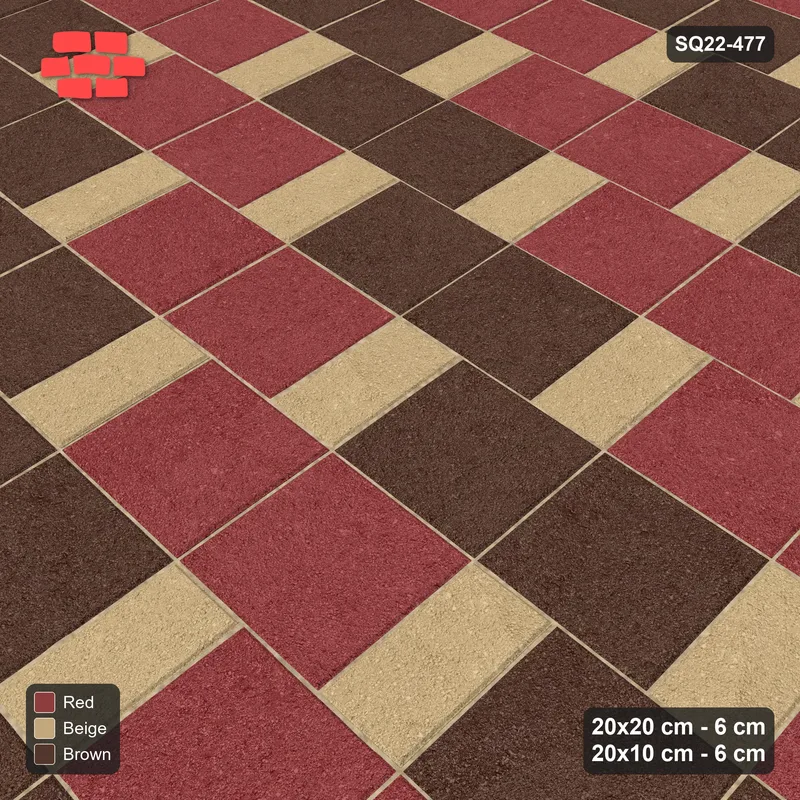 Interlock (Pasco) 20x20 cm · SQ22-477 · Square Pair + Half-Plank Step, Pairs, Right - Tuscany · Side view