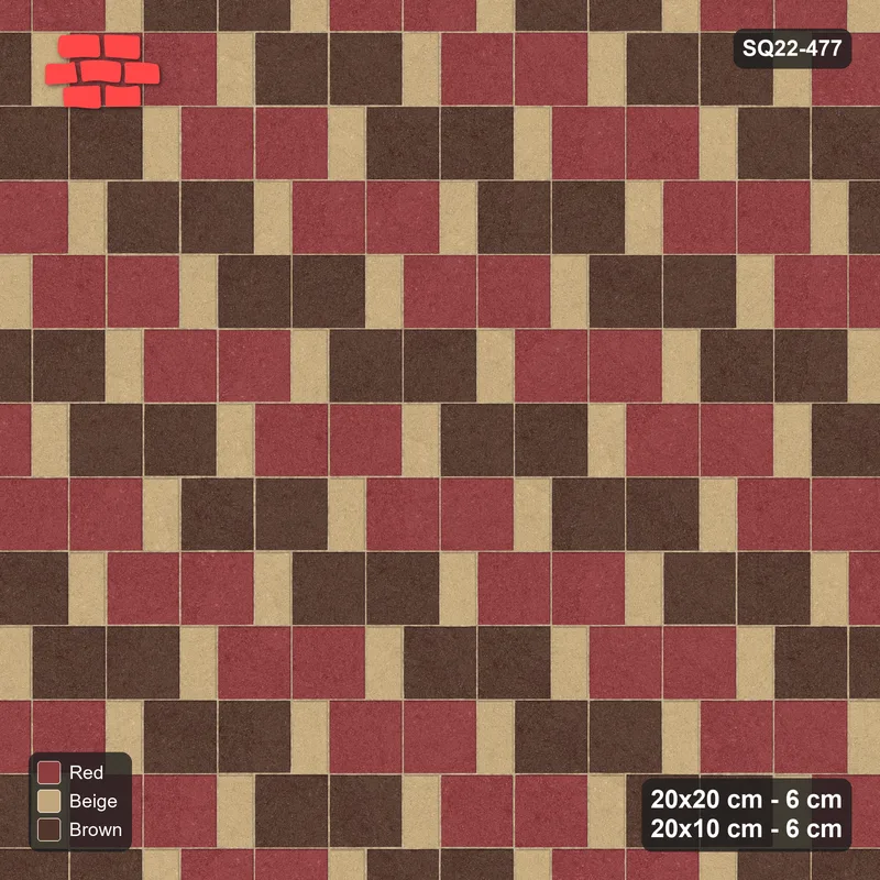 Interlock (Pasco) 20x20 cm · SQ22-477 · Square Pair + Half-Plank Step, Pairs, Right - Tuscany · Top view