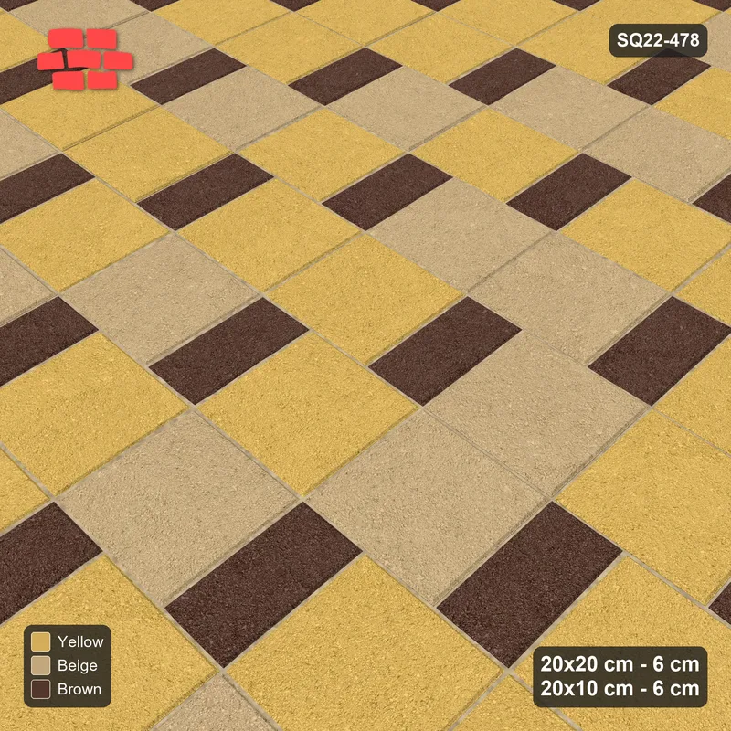Interlock (Pasco) 20x20 cm · SQ22-478 · Square Pair + Half-Plank, Blend, Right - Harvest Gold + Kerb · Side view