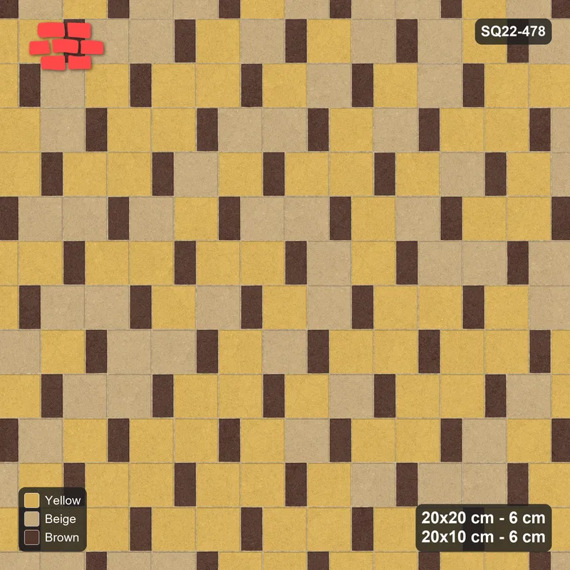 Interlock (Pasco) 20x20 cm · SQ22-478 · Square Pair + Half-Plank, Blend, Right - Harvest Gold + Kerb · Top view