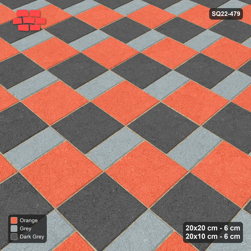 Interlock (Pasco) 20x20 cm · SQ22-479 · Square Pair + Half-Plank Step, Alt, Right - Sunset Slate · Side view