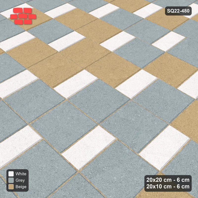 Interlock (Pasco) 20x20 cm · SQ22-480 · Square Pair + Half-Plank Step, Blend, Right - Coastal · Side view