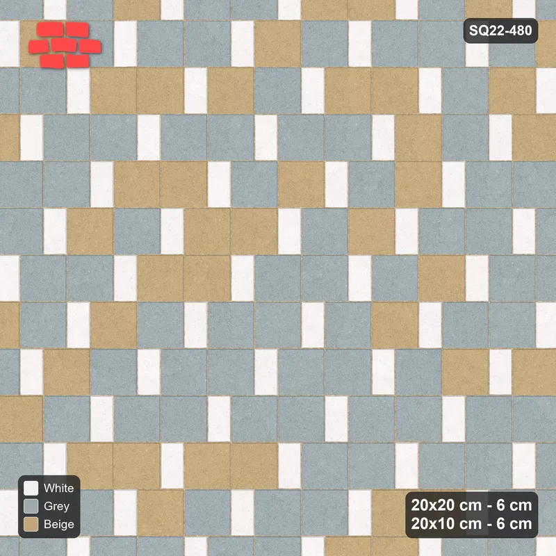 Interlock (Pasco) 20x20 cm · SQ22-480 · Square Pair + Half-Plank Step, Blend, Right - Coastal · Top view