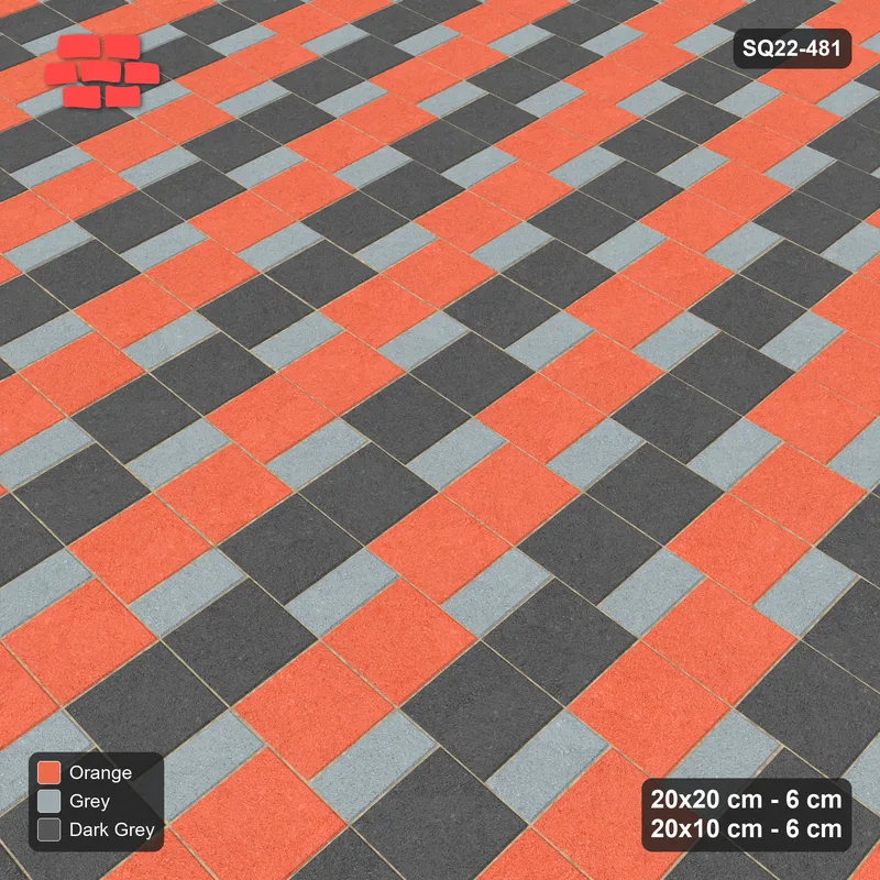 Interlock (Pasco) 20x20 cm · SQ22-481 · Square Pair + Half-Plank Step, Checker, Right - Sunset Slate · Side view