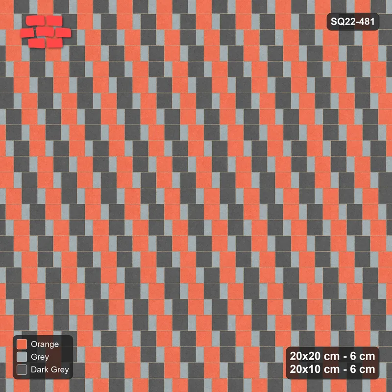 Interlock (Pasco) 20x20 cm · SQ22-481 · Square Pair + Half-Plank Step, Checker, Right - Sunset Slate · Top view