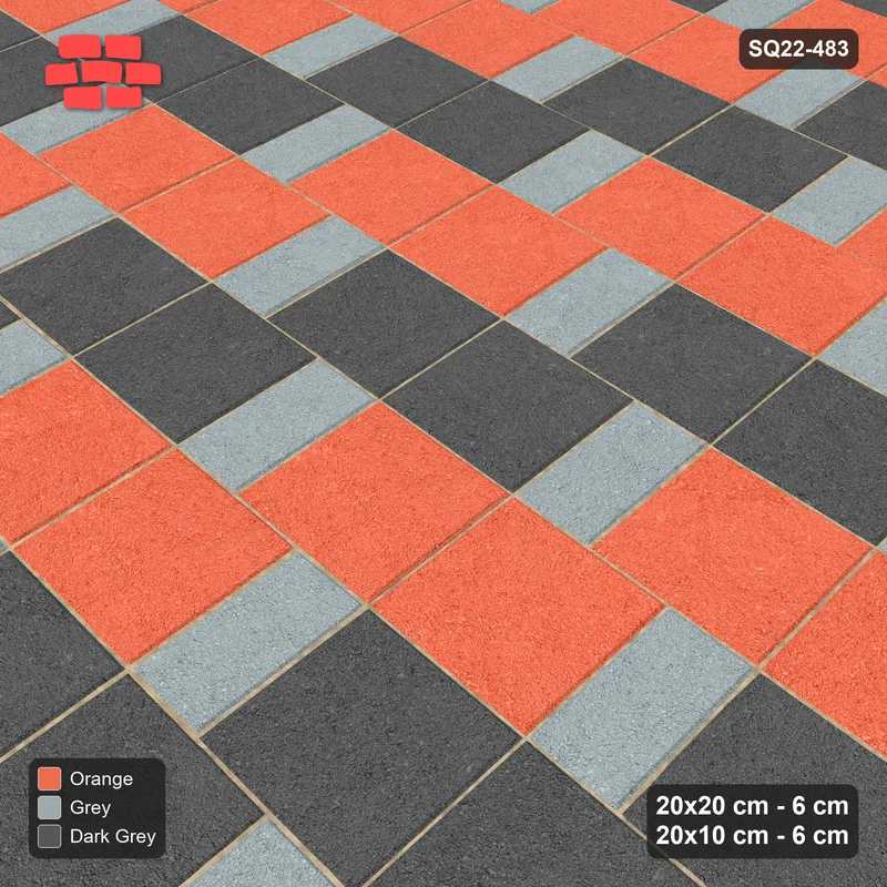 Interlock (Pasco) 20x20 cm · SQ22-483 · Square Pair + Half-Plank Step, Pairs, Left - Sunset Slate · Side view