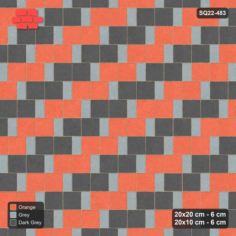 Interlock (Pasco) 20x20 cm · SQ22-483 · Square Pair + Half-Plank Step, Pairs, Left - Sunset Slate · Top view
