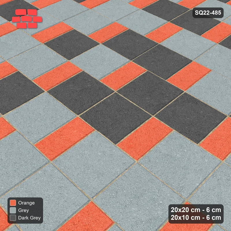 Interlock (Pasco) 20x20 cm · SQ22-485 · Square Pair + Half-Plank Step, Blend, Right - Sunset Slate · Side view
