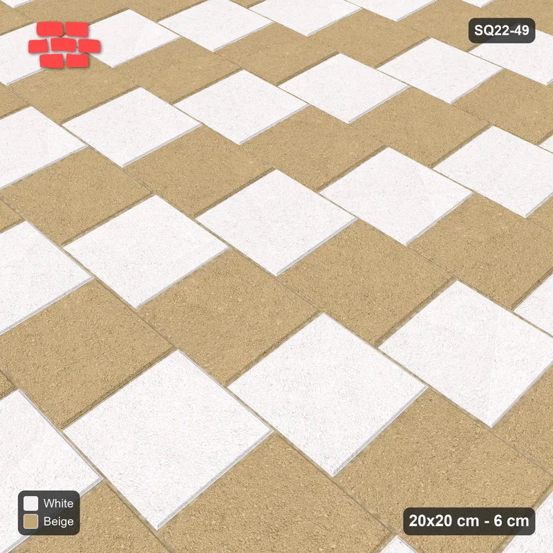 Interlock (Pasco) 20x20 cm · SQ22-49 · Sand Ivory Paired Courses · Side view
