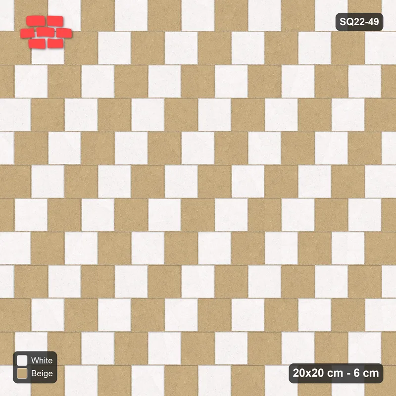 Interlock (Pasco) 20x20 cm · SQ22-49 · Sand Ivory Paired Courses · Top view