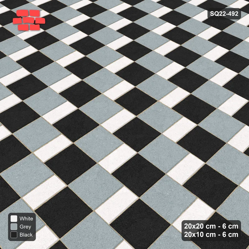 Interlock (Pasco) 20x20 cm · SQ22-492 · Square Pair + Half-Plank Step, Alternating, Left - Tuxedo · Side view