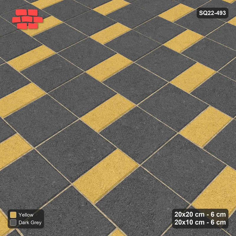 Interlock (Pasco) 20x20 cm · SQ22-493 · Square Pair + Half-Plank Step, Solid, Left - Mustard Slate · Side view