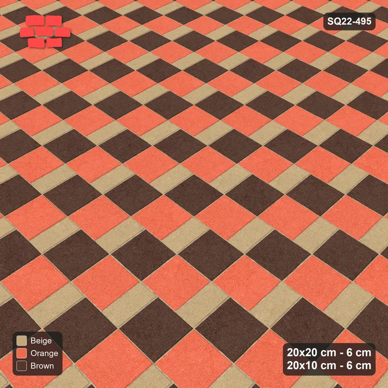Interlock (Pasco) 20x20 cm · SQ22-495 · Square Pair + Half-Plank Step, Alternating, Right - Autumn · Side view