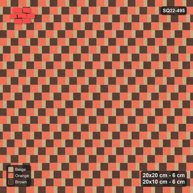 Interlock (Pasco) 20x20 cm · SQ22-495 · Square Pair + Half-Plank Step, Alternating, Right - Autumn · Top view
