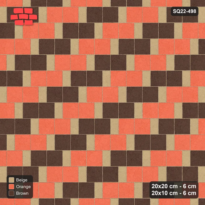 Interlock (Pasco) 20x20 cm · SQ22-498 · Square Pair + Half-Plank Step, Pairs, Left - Autumn + Kerb · Top view