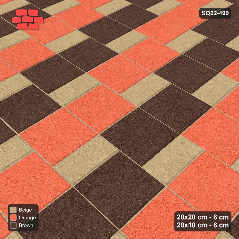 Interlock (Pasco) 20x20 cm · SQ22-499 · Square Pair + Half-Plank Step, Checker, Right - Autumn · Side view