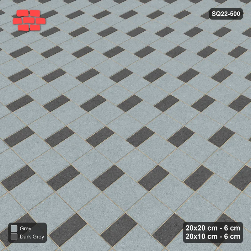 Interlock (Pasco) 20x20 cm · SQ22-500 · Square Pair + Half-Plank Step, Solid, Right - Charcoal Edge · Side view