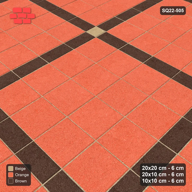 Interlock (Pasco) 20x20 cm · SQ22-505 · Panel Grid 4x4, Dark Lines, Accent Crossings - Autumn · Side view