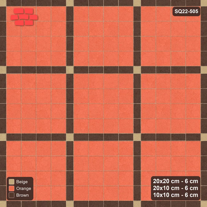 Interlock (Pasco) 20x20 cm · SQ22-505 · Panel Grid 4x4, Dark Lines, Accent Crossings - Autumn · Top view