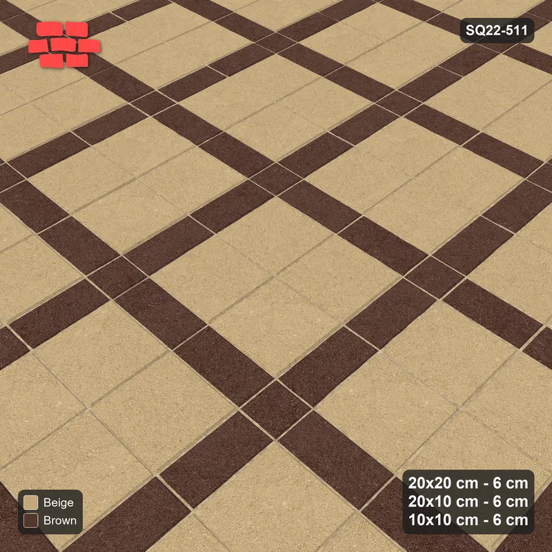Interlock (Pasco) 20x20 cm · SQ22-511 · Panel Grid 2x2, Dark Half-Plank Lines - Sandstone · Side view
