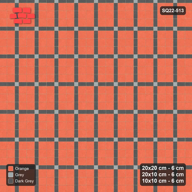 Interlock (Pasco) 20x20 cm · SQ22-513 · Panel Grid 2x3, Dark Lines, Accent Crossings - Sunset Slate · Top view