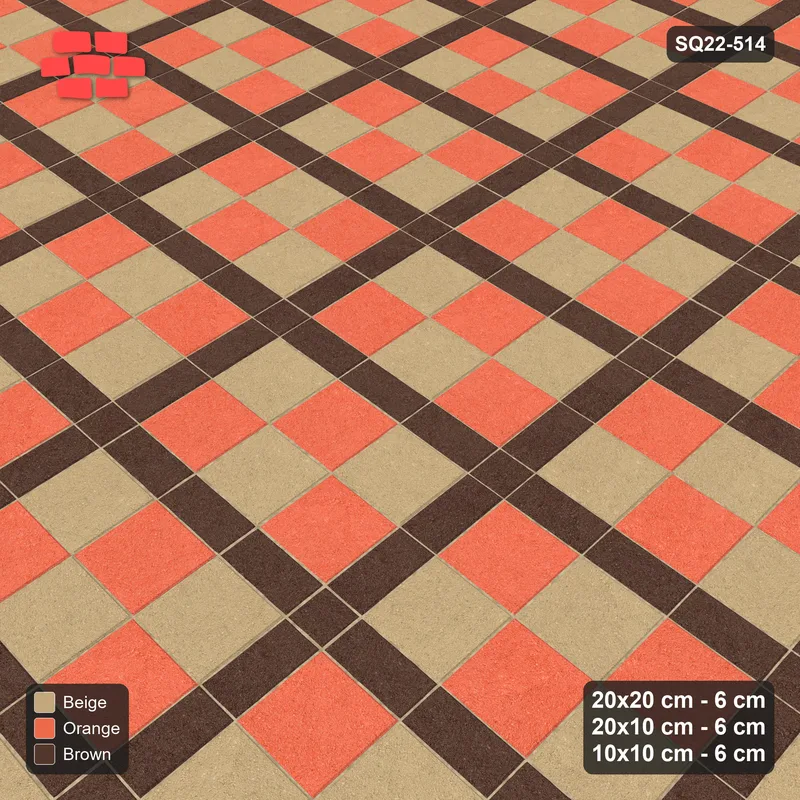 Interlock (Pasco) 20x20 cm · SQ22-514 · Panel Grid 3x2, Dark Lines, Chequered Panels - Autumn · Side view
