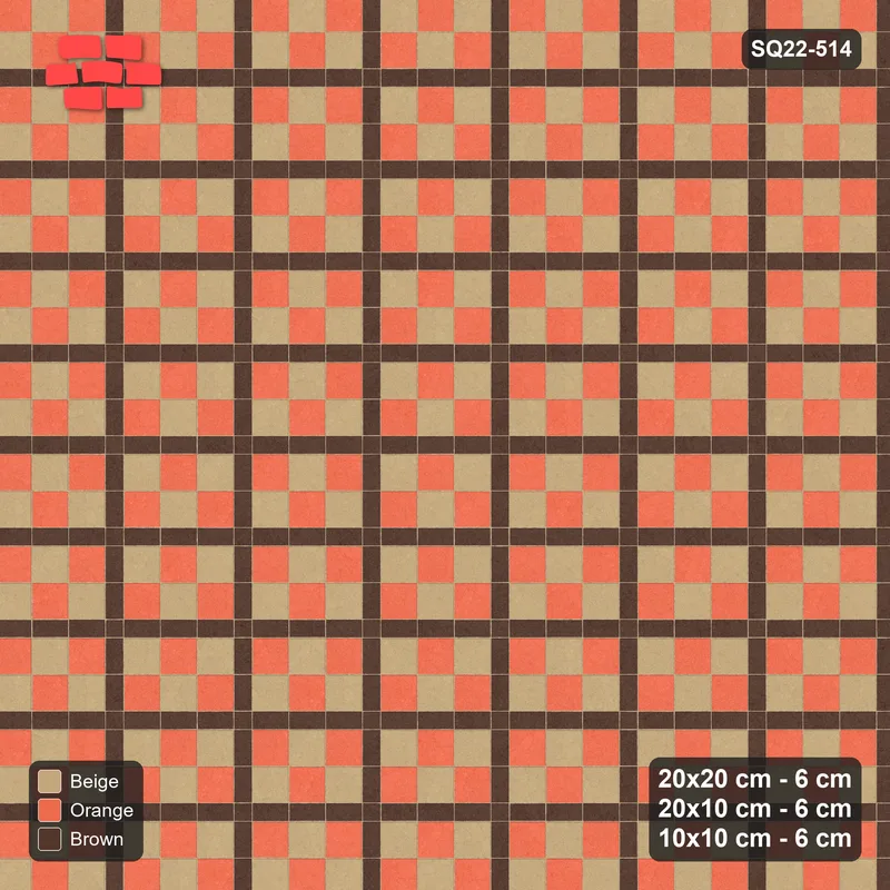 Interlock (Pasco) 20x20 cm · SQ22-514 · Panel Grid 3x2, Dark Lines, Chequered Panels - Autumn · Top view