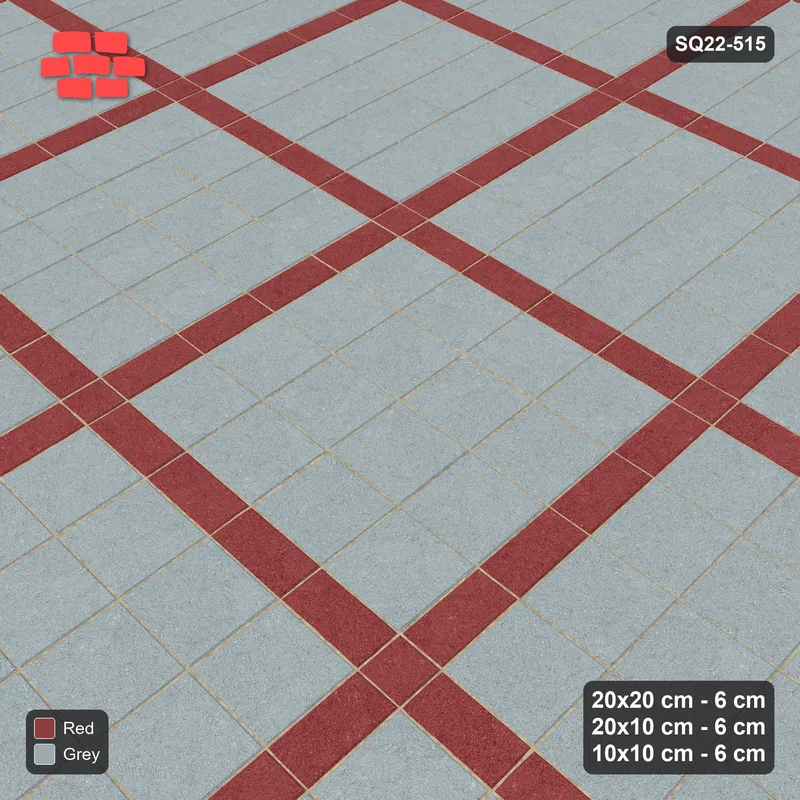 Interlock (Pasco) 20x20 cm · SQ22-515 · Panel Grid 4x4, Dark Half-Plank Lines - Brick & Ash · Side view