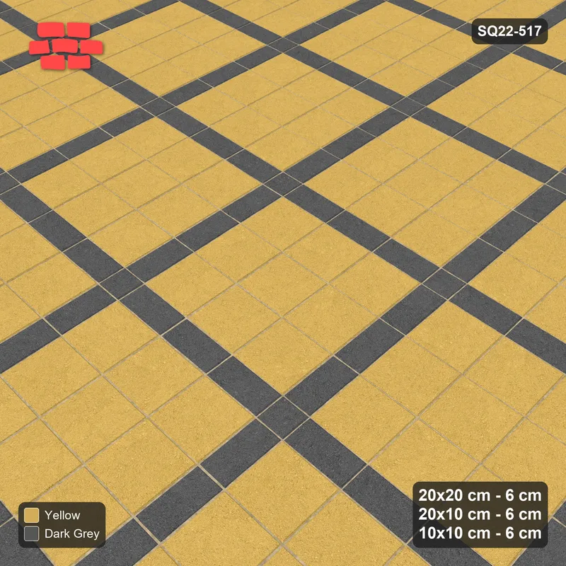 Interlock (Pasco) 20x20 cm · SQ22-517 · Panel Grid 3x3, Dark Half-Plank Lines - Mustard Slate · Side view