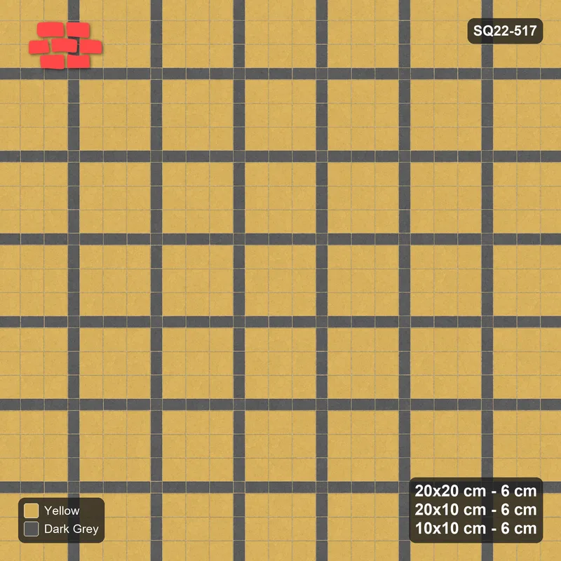 Interlock (Pasco) 20x20 cm · SQ22-517 · Panel Grid 3x3, Dark Half-Plank Lines - Mustard Slate · Top view