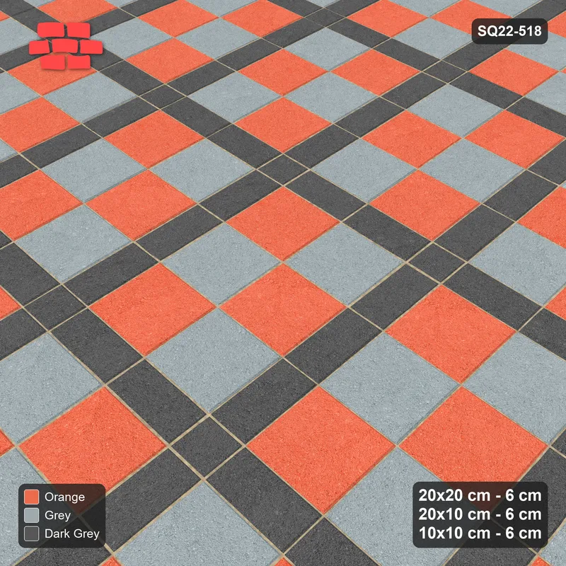 Interlock (Pasco) 20x20 cm · SQ22-518 · Panel Grid 2x3, Dark Lines, Chequered Panels - Sunset Slate · Side view