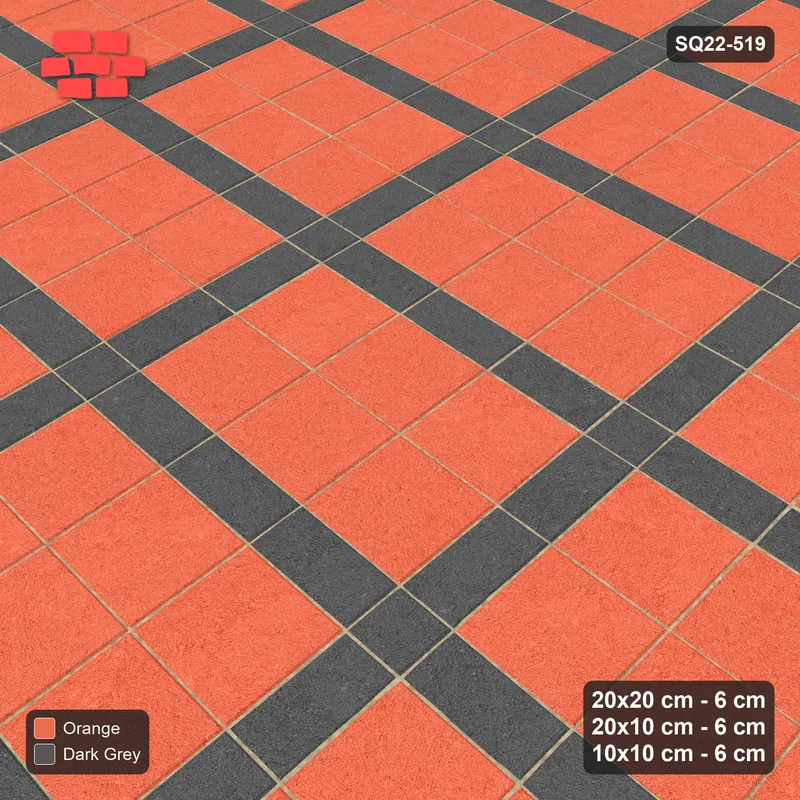 Interlock (Pasco) 20x20 cm · SQ22-519 · Panel Grid 3x2, Dark Half-Plank Lines, Mixed Edge - Ember · Side view